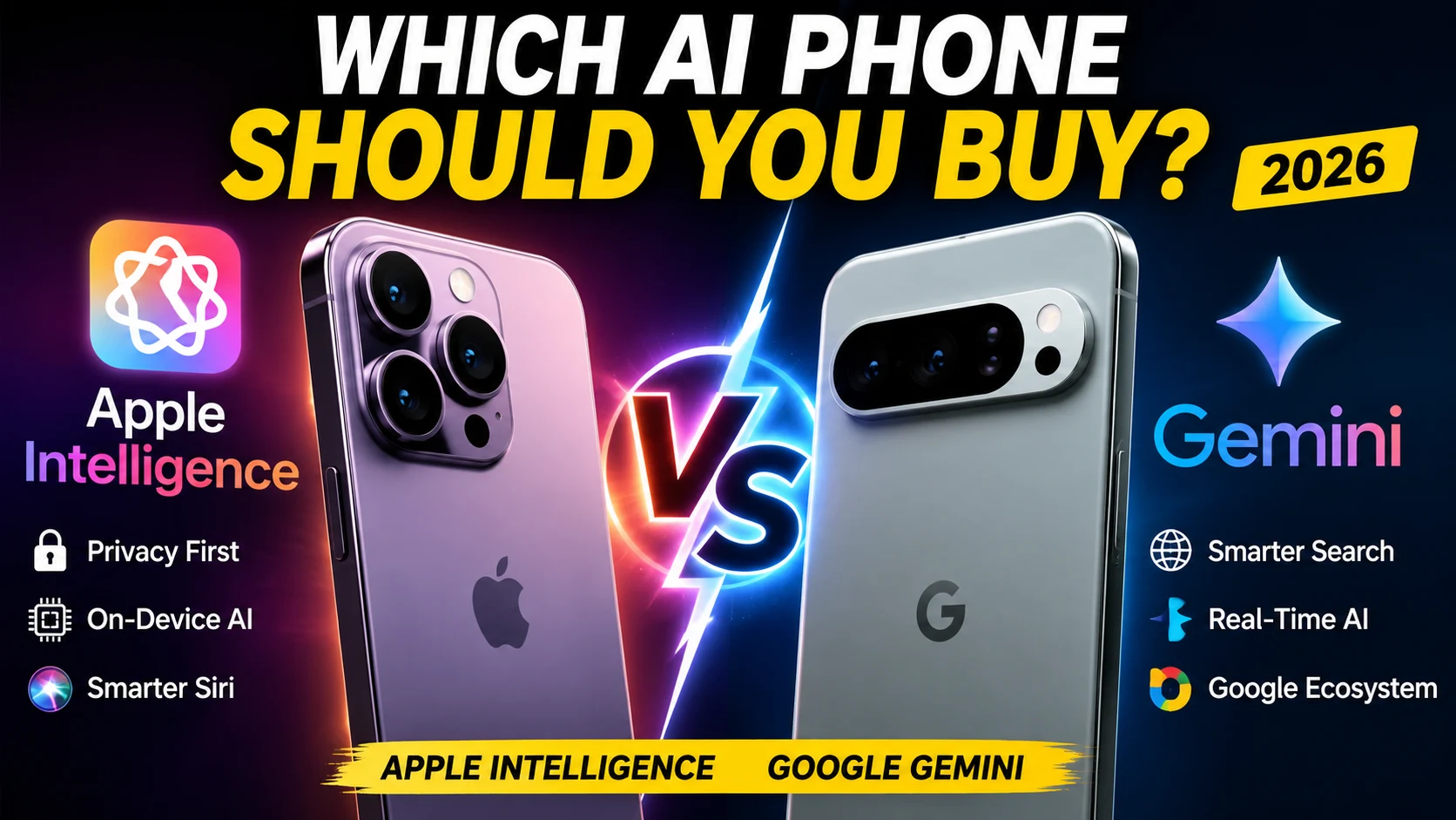 # Apple Intelligence vs. Google Gemini: Which AI Phone Should You Buy in 2026? The smartphone war is no longer about megapixels, titanium frames, or screen refresh rates; it is about which AI assistant is quietly managing your digital life. As we navigate 2026, Apple Intelligence and Google Gemini have matured from hyped beta features into the very foundation of modern mobile operating systems. Whether you are eyeing the sleek iPhone 17 or the powerhouse Google Pixel 10, choosing your next device means picking the AI ecosystem that will dictate how you work, create, and communicate. ## The Core Divide: Ecosystem Privacy vs. Agentic Flexibility The fundamental difference between Apple and Google in 2026 comes down to their philosophical approach to artificial intelligence. Apple has meticulously built its AI architecture around a strict "privacy-first" doctrine. A vast majority of Apple Intelligence runs purely on-device. When complex tasks require more processing power, the system relies on Private Cloud Compute—a heavily encrypted, third-party-auditable server infrastructure that ensures your personal data is never stored or monetized. Google, on the other hand, embraces cloud-first "agentic flexibility." Gemini on Android is not just a passive voice assistant; it is a proactive agent designed to connect the live web, your Google Workspace, and your phone’s hardware in real time. As noted in the IDC 2025-2026 MarketScape report, Google’s conversational AI platform leads the industry in pure capability and integration breadth, offering tools that adapt dynamically to the user's needs. ## Apple Intelligence in 2026: Seamless, Safe, and Refined Since its initial rollout, Apple Intelligence has evolved into a system-wide ghost in the machine. With the latest updates on the iPhone 17 Pro, the newly turbocharged Siri AI finally understands personal context with human-like accuracy. Key advantages of the Apple AI ecosystem include: * **On-Screen Awareness:** Apple Intelligence seamlessly reads what is on your display without needing explicit prompts. If you receive a text message containing a flight confirmation, Siri AI can instantly cross-reference it and add the itinerary to your Calendar and Mail. * **Visual Intelligence:** By integrating AI directly into the camera, you can point your iPhone at a local restaurant to instantly pull up menus, hours, and reservation options without opening a web browser. This feature even extends to the Apple Vision Pro, bridging the gap between mobile and spatial computing. * **Refined Writing and Editing Tools:** Apple's generative tools are deliberately constrained to prioritize safety, accuracy, and copyright protection. While you will not find unrestricted AI image generation, practical features like the object-removal tool in Photos and system-wide proofreading are frictionless, highly polished, and incredibly reliable for everyday use. ## Google Gemini: The Power User’s Playground For tech enthusiasts and power users, Google’s Pixel 10 paired with Gemini Intelligence is the undisputed gold standard for mobile productivity. While Apple focuses on safety and ecosystem lock-in, Google leverages its decade of machine learning research to make Gemini aggressively capable. Where Google's AI currently dominates: * **Gemini Live & Multimodal Input:** You can share your camera in a live, free-flowing conversation with Gemini. Whether you are trying to identify a broken car part, translate a live conversation, or brainstorm a recipe from ingredients on your counter, Gemini Live troubleshoots with you in real time. * **Magic Editor & Veo 3:** Powered by the Imagen 3 and Veo video models, Google allows for drastic, professional-grade media manipulation. You can swap skies, generate background elements from scratch, and even create dynamic videos natively on the device using text prompts. * **Proactive Anticipation:** The new Magic Cue feature predicts what information you need before you even ask, leveraging your habits and Google ecosystem data to stay one step ahead of your daily schedule. ## The 2026 Plot Twist: The "Frenemy" Alliance Here is the reality check that tech purists rarely discuss: Apple and Google are quietly collaborating. In a landmark move, Apple recently confirmed that the next generation of its Apple Foundation Models utilizes Google’s Gemini infrastructure for specific complex cloud processing tasks. As one tech analyst noted during the WWDC 2026 rollout, "Apple’s answer to Gemini Intelligence is, in part, to use Gemini—but entirely on their own terms." This multi-year arrangement creates a fascinating dynamic for consumers. If you switch to Android today, you get unrestricted, Gemini-native AI immediately. If you stay on the iPhone, you are paying a premium for hardware that runs a highly secure, heavily moderated version of similar AI capabilities—just wrapped in Apple's pristine user interface. ## The Verdict: Which AI Phone Should You Buy? Your smartphone decision in 2026 boils down to a single question: What do you value more, digital safety or bleeding-edge capability? * **Buy the iPhone (Apple Intelligence) if:** You are heavily invested in the broader ecosystem (Mac, Apple Watch, iPad), you prioritize verifiable data privacy, and you want AI that feels like a natural, invisible extension of iOS rather than a separate app. * **Buy the Pixel (Google Gemini) if:** You are a power user who wants a proactive AI agent capable of manipulating photos, generating complex media, connecting live to the web, and seamlessly managing your digital workflow. **The Bottom Line:** The AI smartphone era has officially arrived, and sitting on the sidelines is no longer an option. Assess your daily routine—do you need a hyper-secure digital assistant or a creative, limitless powerhouse? *What is your take on the AI smartphone wars? Are you choosing Apple’s privacy or Google’s power in 2026? Let us know your thoughts in the comments below, and subscribe to our newsletter for the latest tech reviews, AI breakthroughs, and industry insights.*