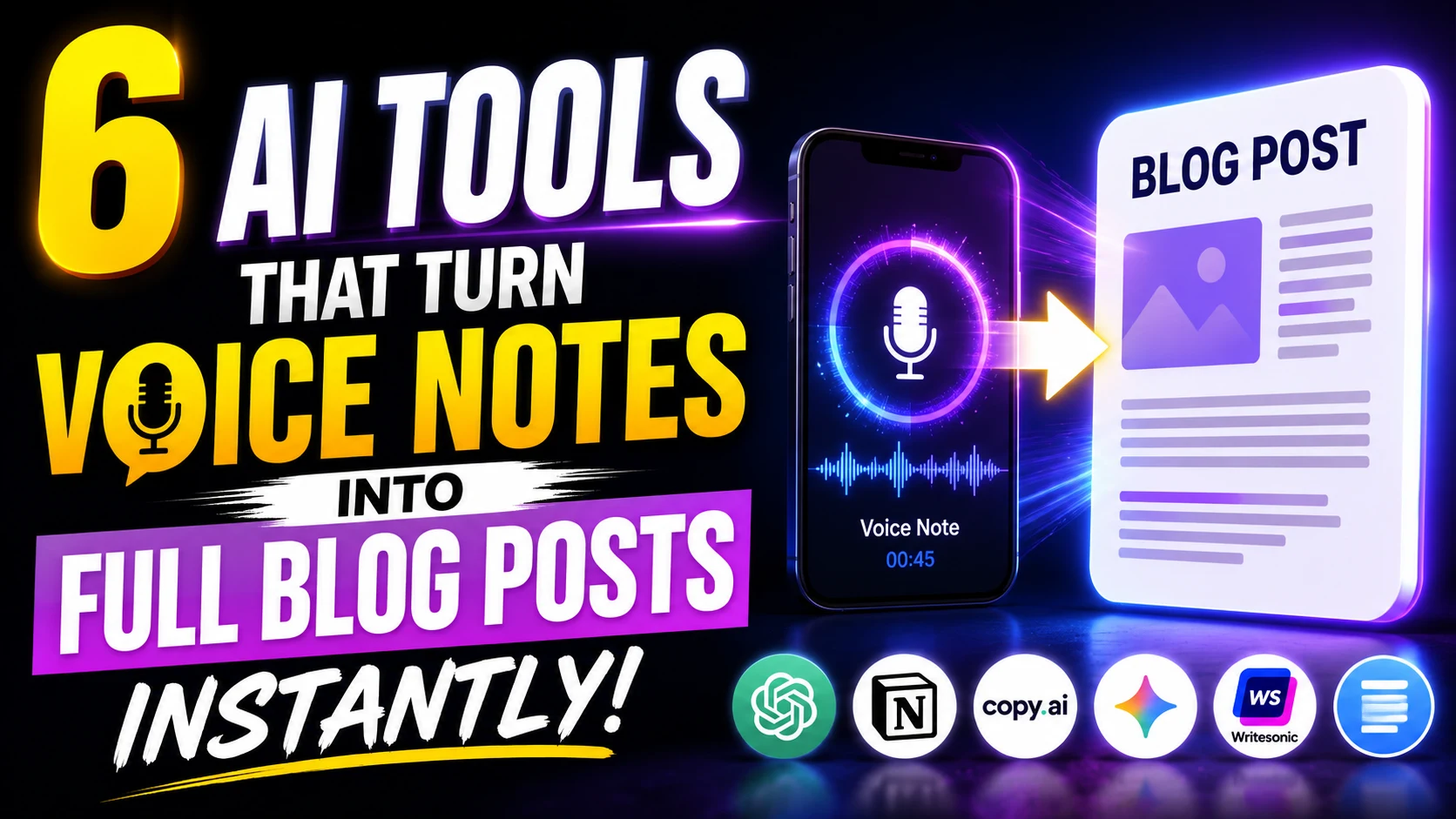 6 AI Tools That Turn Voice Notes Into Full Blog Posts Instantly